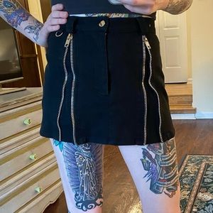 Tunnel Vision edgy black mini skirt with zippers
